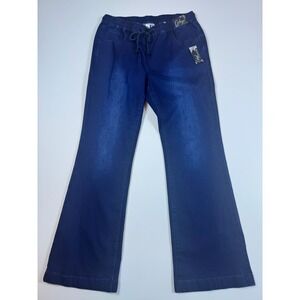 Ethyl Womens Boutique Pull On Jeans Stretchy Soft Casual Drawstring Wide Leg 2